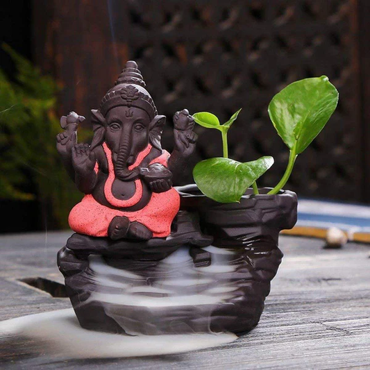 Ganesha Design Fountain Smoke Backflow Burner