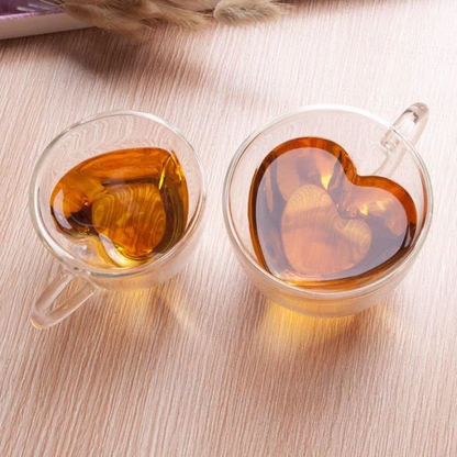 Heart Shape Double Walled Glass Coffee Tea Cup