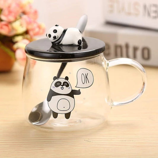 Ok Panda Glass Coffee Mug