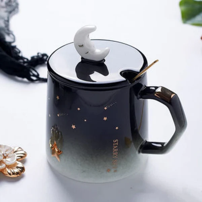 Sleeping Moon Mug with Moon Lid & Spoon