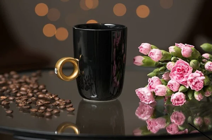 Black Diamond Solitaire Ring Coffee Mugs