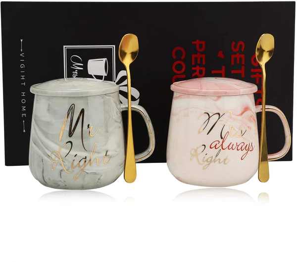 Mr Right and Mrs Always Right Couples Coffee Mugs with Gift Box