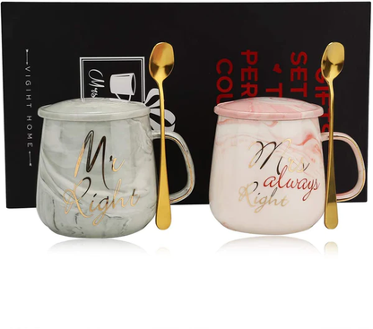 Mr Right and Mrs Always Right Couples Coffee Mugs with Gift Box