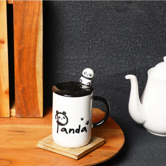 Panda Coffee Mug with Lid & 3D Panda Spoon