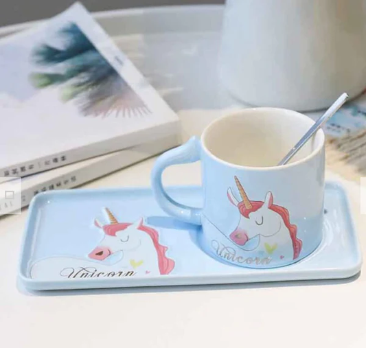 Unicorn Ceramic Coffee Mug with Traysaucer