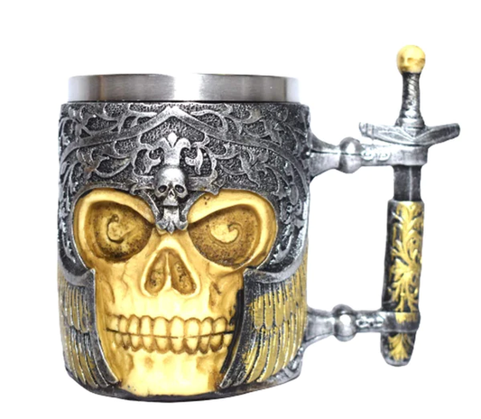 3D Skull Bone Stainless Steel Coffee Mug with Handle