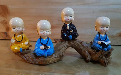 Monk Figures with Tree Branch Sculpture