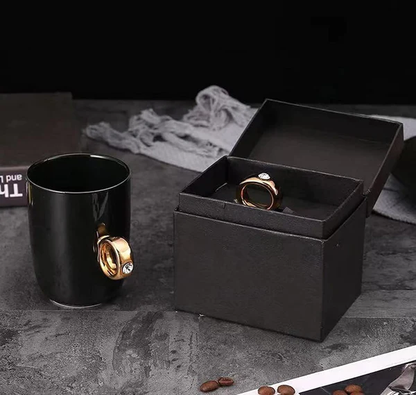 Black Diamond Solitaire Ring Coffee Mugs