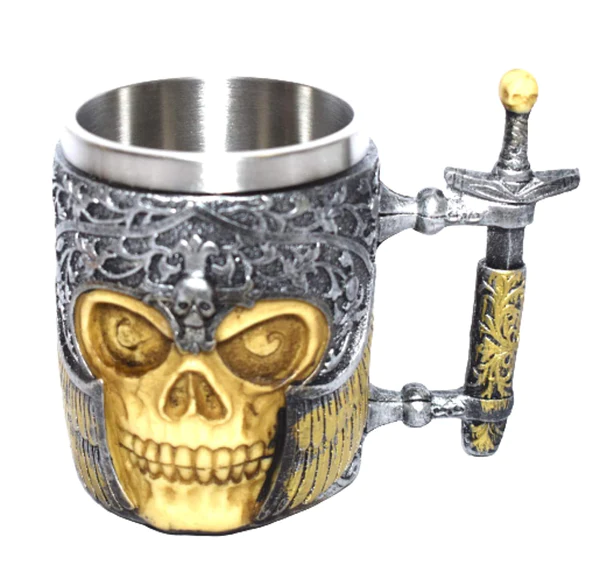 3D Skull Bone Stainless Steel Coffee Mug with Handle