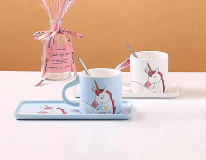 Unicorn Ceramic Coffee Mug with Traysaucer