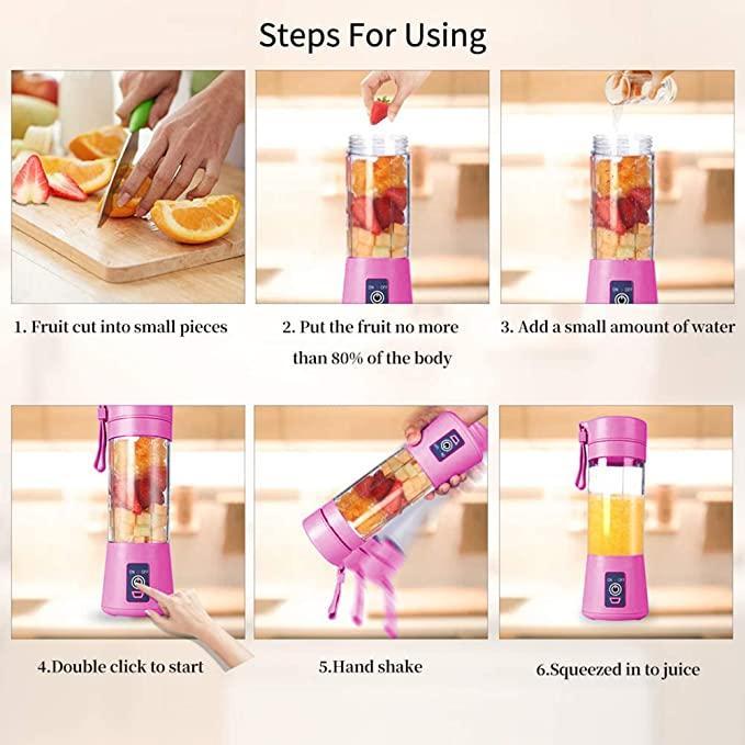 Portable Electric USB Juice Maker Bottle | Rechargeable Bottle with 6 Blades