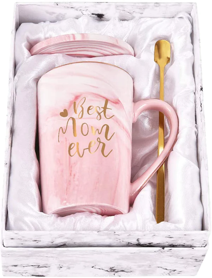 Best Mom Ever Coffee Mug with Spoon Gift Box Packing