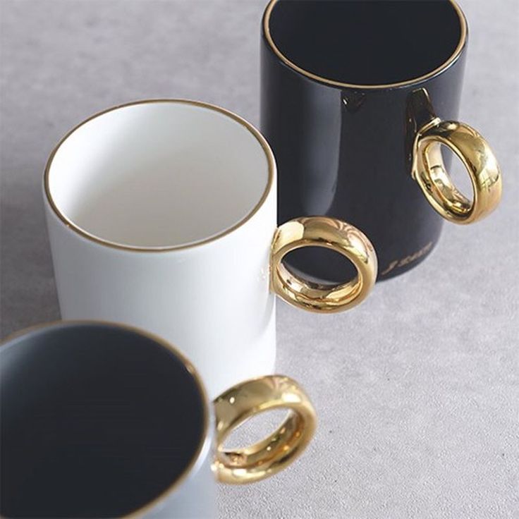 Black & White Gold Ring Coffee Mug
