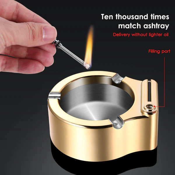 Ashtray with Permanent Match Lighter