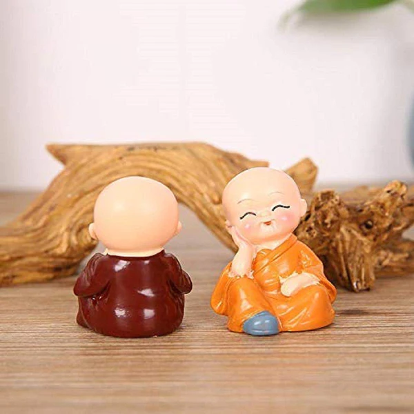 Little Monk with Tree Branch Sculpture