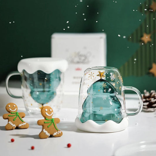Christmas Glass Mug with Lid