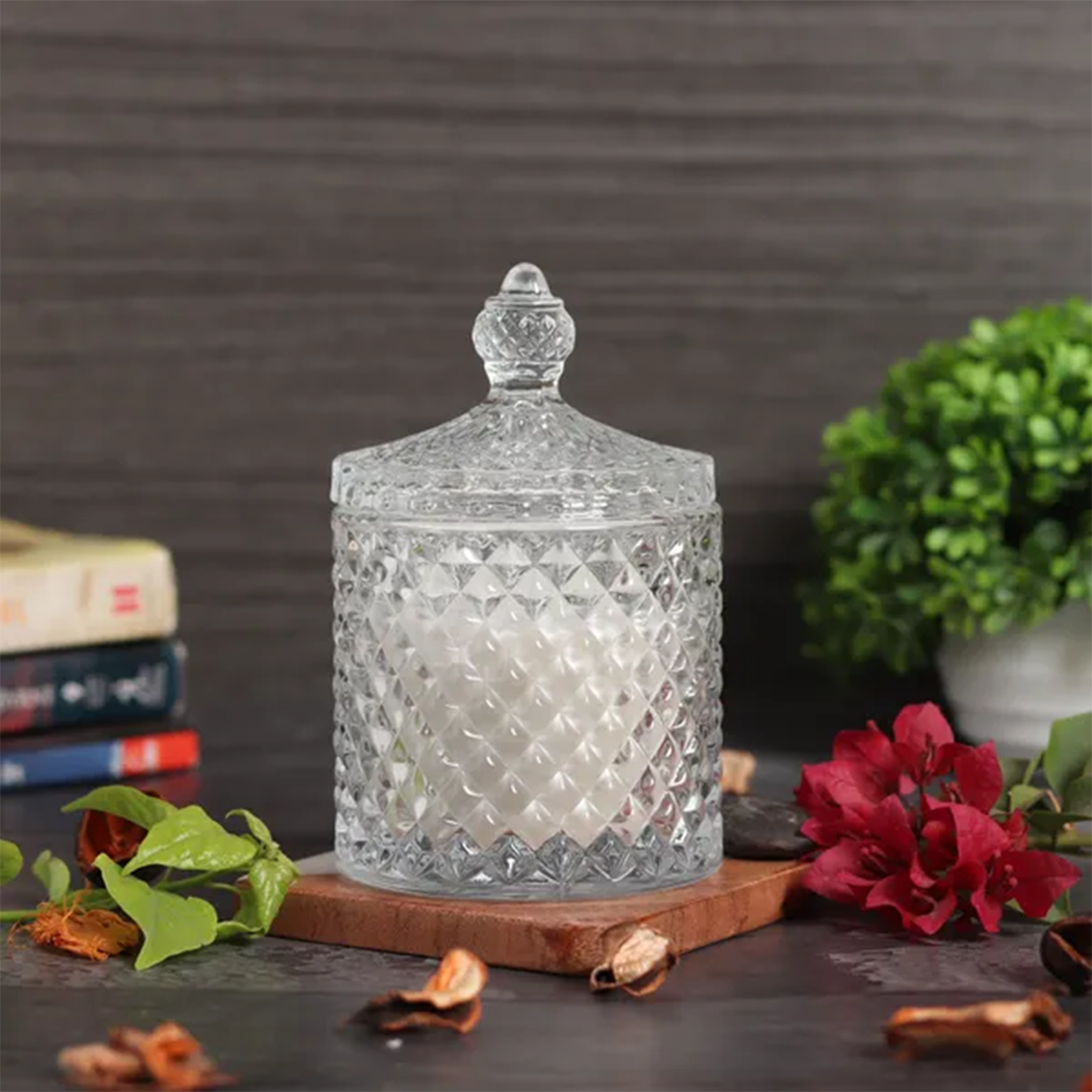 Crystal Jar With Two Wicks Scented Candles