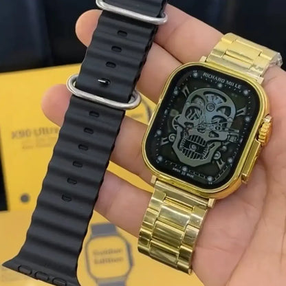 X90 ULTRA GOLDEN WITH BLACK STRAP SMARTWATCH