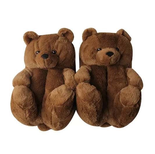 Cute Teddy Bear Soft Plush Winter Slippers