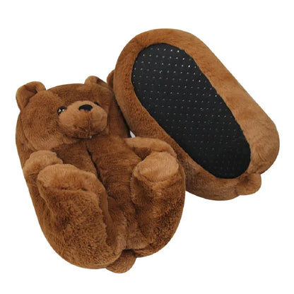 Cute Teddy Bear Soft Plush Winter Slippers
