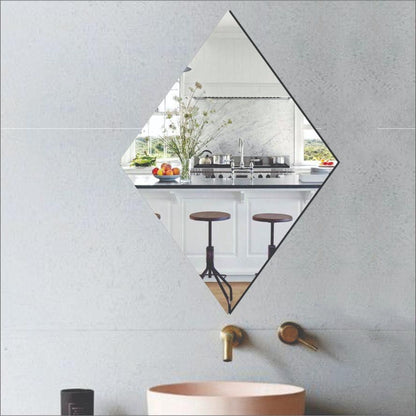 Diamond Shape Plastic Flexible Mirror For Wall Size (20x30)Cm