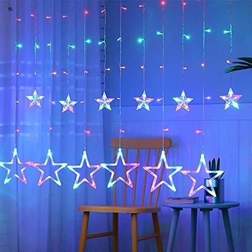 12 Stars Curtain String Lights, Window Curtain Hanging Light