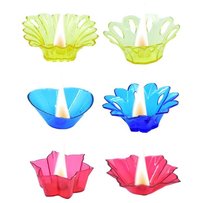 Plastic Candle Cup With Multi Shape (Multicolor) Pack of 12