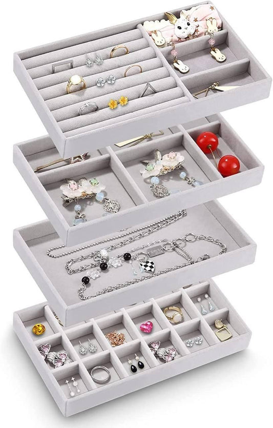 Velvet Jewelry Organizer Tray (Pack of 4)