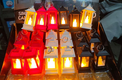 Decorative Lanterns Hanging Lantern with Flashing Led Pillar Candles Battery Operated(Pack Of 3)