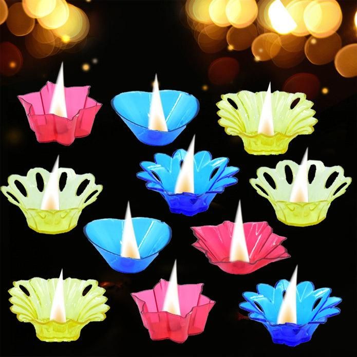 Plastic Candle Cup With Multi Shape (Multicolor) Pack of 12