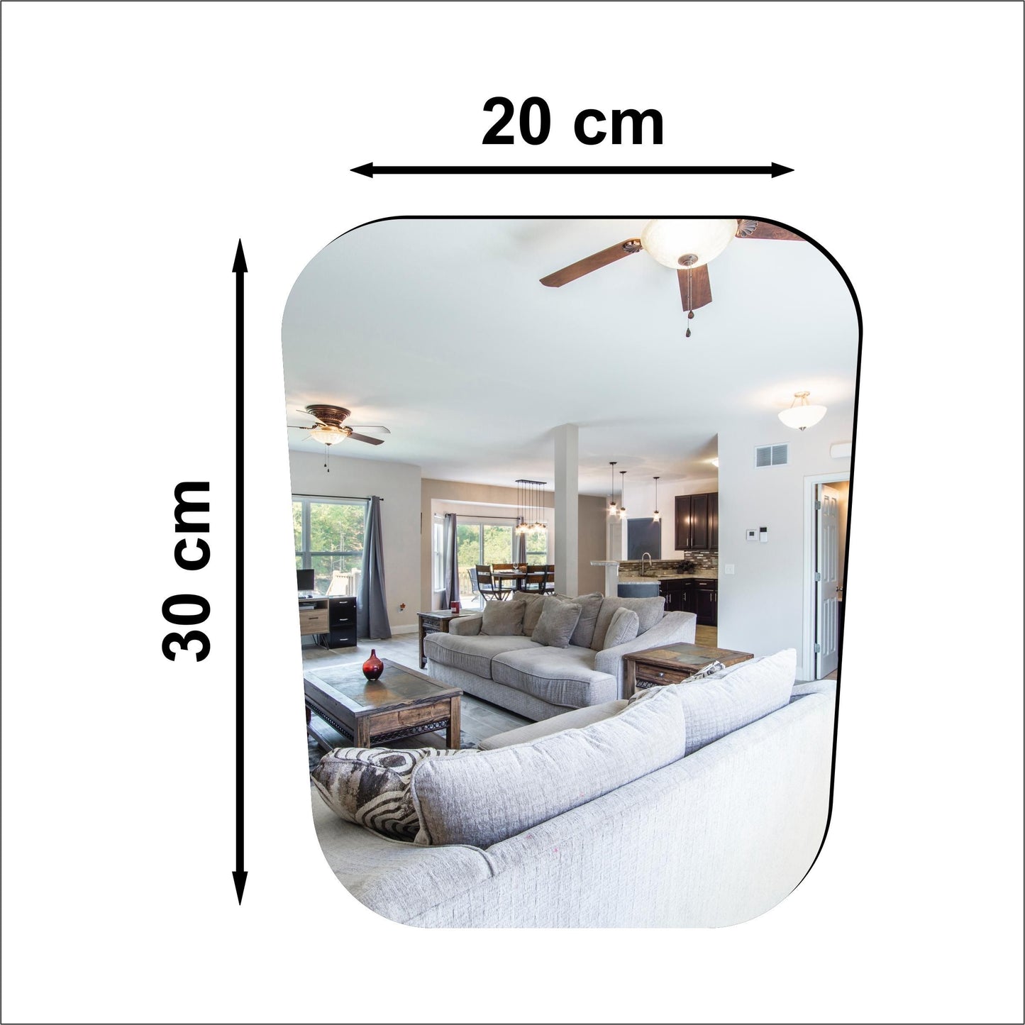 Oval Shape Plastic Flexible Mirror For Wall Size (20x30)Cm