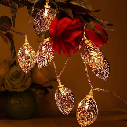 Metal Tree Leaf Shape Decorative LED Fairy String Starry Lights 14 2D Leaf
